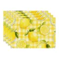 Summer lemon print placemat yellow plaid fabric table mat for kitchen dining decor - 45x30cm Single / Style 62