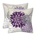 Set of 2 decorative throw pillow covers with modern abstract purple floral geometric pattern. - 45x45cm (Without Core) / Style-23
