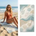 Quick dry beach towel with seashell and ocean wave pattern, perfect for swimming. - Style 30 / 40*60cm