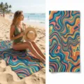 Retro wavy beach towel quick dry lightweight oversized pool towel for summer outdoor travel vacation - 35
