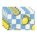 Summer lemon table placemat set, blue and white checkered fabric dining table mat for kitchen decor. - 45x30cm Single / Style 71