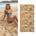 Retro geometric print beach towel, quick-dry absorbent bath towel for outdoor travel and swimming. - 36