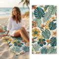 Tropical floral beach towel, quick-dry absorbent summer swim yoga towel for outdoor vacation. - 37