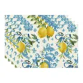 Summer lemon placemat set, blue Mediterranean floral linen table mat for dining decor. - 45x30cm Single / Style 11