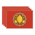 Red lemon pattern fabric placemat set, summer table decor table mat for kitchen dining 4pcs. - 45x30cm Single / Style 21