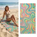 Colorful swirly quick-dry beach towel for summer vacation, highly absorbent outdoor swim bath. - Colorful Waves (39) / 40*60cm / Multicolor