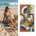 Abstract geometric pattern beach towel, quick-drying microfiber sports towel for swimming and gym. - Modern Geometric Color Block (40) / 40*60cm / Color Block