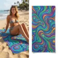 Vibrant colorful swirl beach towel, quick dry lightweight pool and travel bath towel. - 39