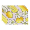 Summer watercolor lemon pattern fabric placemat, linen table mat for dining room decor. - 45x30cm Single / Style 12