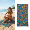 Vibrant colorful wavy pattern beach towel, fast-drying and soft, perfect for seaside vacations. - 40*60cm / Colorful Wave Print (41)