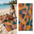 Abstract geometric print quick dry beach towel for outdoor swimming yoga and sports use. - 40