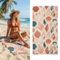 Boho shell coral print beach towel quick dry lightweight summer bath towel variant - 41