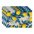 Set of 4 linen placemats blue leaves yellow lemon botanical table mat kitchen decor - 45x30cm Single / Style 9
