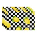 Lemon Print Checkered Placemat Set, Black and White Fabric Table Mat for Summer Dining - 45x30cm Single / Style 55