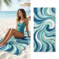 Abstract swirl pattern beach towel, quick-drying lightweight microfiber towel for summer outdoor swimming. - 44