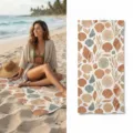 Absorbent quick dry beach towel with boho shell pattern for summer swimming outdoor sports. - 45