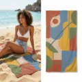 Abstract geometric beach towel quick drying lightweight bath towel for outdoor travel swimming yoga - 47