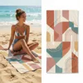 Geometric abstract pattern beach towel, quick-dry absorbent fabric for summer swimming yoga. - 48