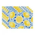 Summer lemon placemat blue watercolor table mat linen dining decor tableware pad for home - 45x30cm Single / Style 15