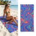 Colorful abstract swirl beach towel, quick dry absorbent microfiber pool and swim towel. - 50