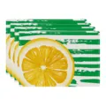 Summer Lemon Linen Placemat Green Striped Table Mat Set for Kitchen Dining Table Decor - 45x30cm Single / Style 17