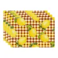 Summer lemon checkered placemats fabric linen table mats kitchen dining table decor set - 45x30cm Single / Style 57