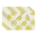 Summer lemon placemat set, fabric table mat for dining room kitchen decor, yellow check. - 45x30cm Single / Style 75