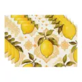 Summer lemon patterned linen table placemat fabric decorative coaster tableware mat variant - 45x30cm Single / Style 52