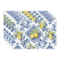 Summer lemon placemat linen table mat blue tile pattern kitchen dining decor set 4pcs - 45x30cm Single / Style 82