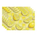 Yellow lemon placemats cotton linen kitchen dining table mats set home decor table pads - 45x30cm Single / Style 69