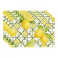 Summer lemon watercolor placemat set, linen fabric table mat for dining room kitchen decor. - 45x30cm Single / Style 68