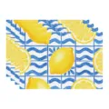 Summer lemon pattern placemats, Mediterranean blue tile table mats for dining table decor. - 45x30cm Single / Style 30