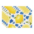 Summer lemon placemat linen tableware mat decorative fabric table mat for dining table. - 45x30cm Single / Style 32