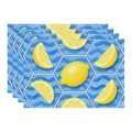 Blue Hexagon Lemon Placemat Set Fabric Table Mat Summer Dining Table Decor Place Mat - 45x30cm Single / Style 33