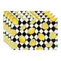 Summer lemon black white checkered placemat fabric table mat kitchen dining decor set. - 45x30cm Single / Style 72