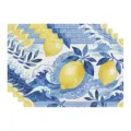 Blue and white Mediterranean lemon table placemat set, fabric dining table mat for home kitchen. - 45x30cm Single / Style 78