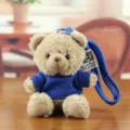 Cute teddy bear plush toy pendant with blue shirt and lanyard, perfect keychain accessory. - Deep Blue Hoodie Style / 11cm / Dark Blue