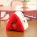 Cute strawberry bread plush keychain, red and white soft toy pendant for bags and keys. - Strawberry Embroidery Style / 10cm / Red