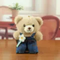 Adorable porte-clés en peluche ours avec salopette en jean et fleur, jouet suspendu. - Z Ours Fleur / Environ 13cm