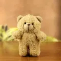 Cute teddy bear plush toy pendant, soft fluffy key ring charm for bags, lovely gift for kids. - Tan / Approx. 14cm