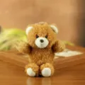 Cute fluffy brown teddy bear plush keychain pendant bag charm soft stuffed doll brown variant - Tan / About 13cm