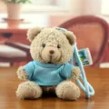 Cute plush teddy bear keychain with blue t-shirt and lanyard, soft toy bag pendant gift. - Light Blue Hoodie Style / 11cm / Light Blue