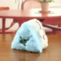Cute plush triangle pouch keychain with blue white color block and sweet blueberry embroidery. - Blueberry Embroidery Style / 10cm / Blue