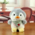 Carino peluche pinguino giocattolo pendente morbido animale imbottito bambola portachiavi - Pinguino Grigio Bianco