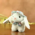 Simpatico cappello floreale coniglio bianco peluche ciondolo portachiavi bambola regalo - Circa 13cm / Bianco