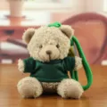 Cute plush bear toy pendant with green sweater and lanyard, perfect bag charm and gift. - Green Hoodie Style / 11cm / Green