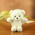 Cute fluffy white bear plush toy keychain, soft stuffed animal bag charm and cute doll pendant. - White / About 13cm