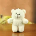 White plush teddy bear keychain cute soft plush toy bag pendant lovely gift accessory item - White / Approx. 14cm