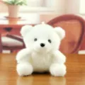 Schattige witte pluche teddybeer sleutelhanger mini tas hanger schattige pop speelgoed - Wit / 11cm