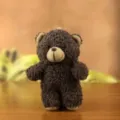 Cute brown plush teddy bear keychain, soft stuffed animal bag charm for kids and gifts. - Dark Gray / Approx. 14cm